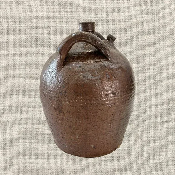 19c French Provincial Stoneware Olive Oil Jug